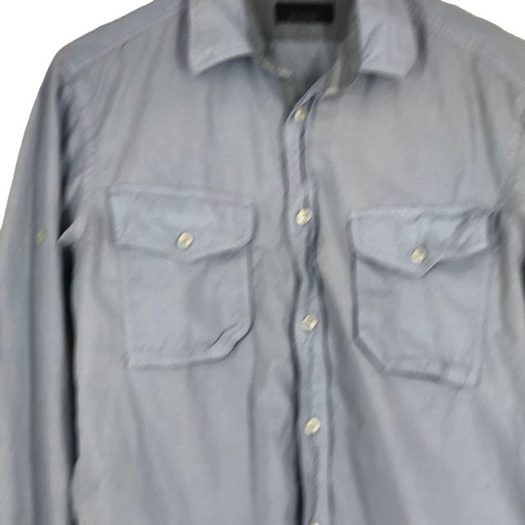 Zara Man Lightwash Blue Cotton Button Up Shirt w/Extra Buttons SZ Sm - Picture 3 of 7
